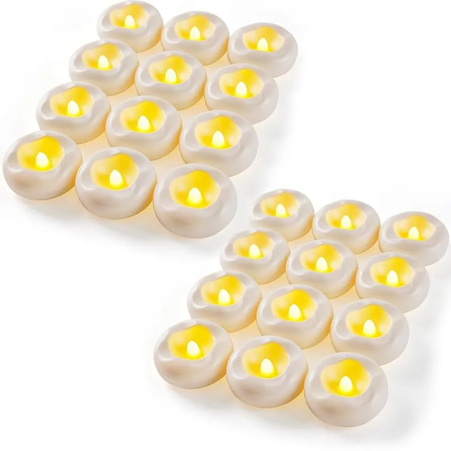 Pack od 24 Flameless LED Floating Candles - Battery-Operated Egg-Shaped Plastic Candles with Warm White Glow for Bathtub, Pool, Weddings, Holidays, Parties (Cylindrical Vase Decor, No Electricity Needed)