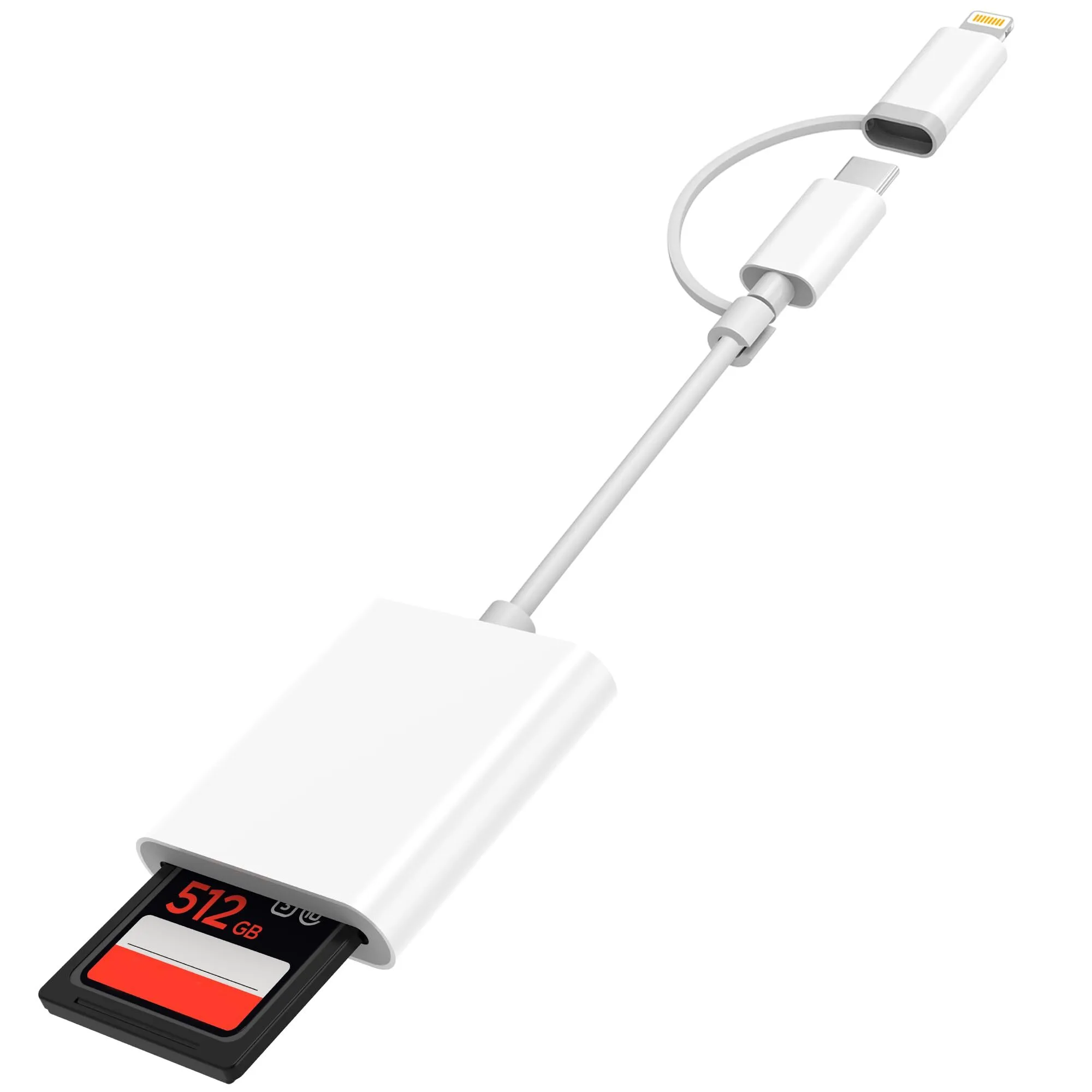 SD Card Reader for iPhone iPad, Dual Connector (USB-C&Lightning) Micro SD Memory Card Reader, 2 in 1 SD and TF Card Adapter High-Speed Trail Camera Viewer, Plug and Play