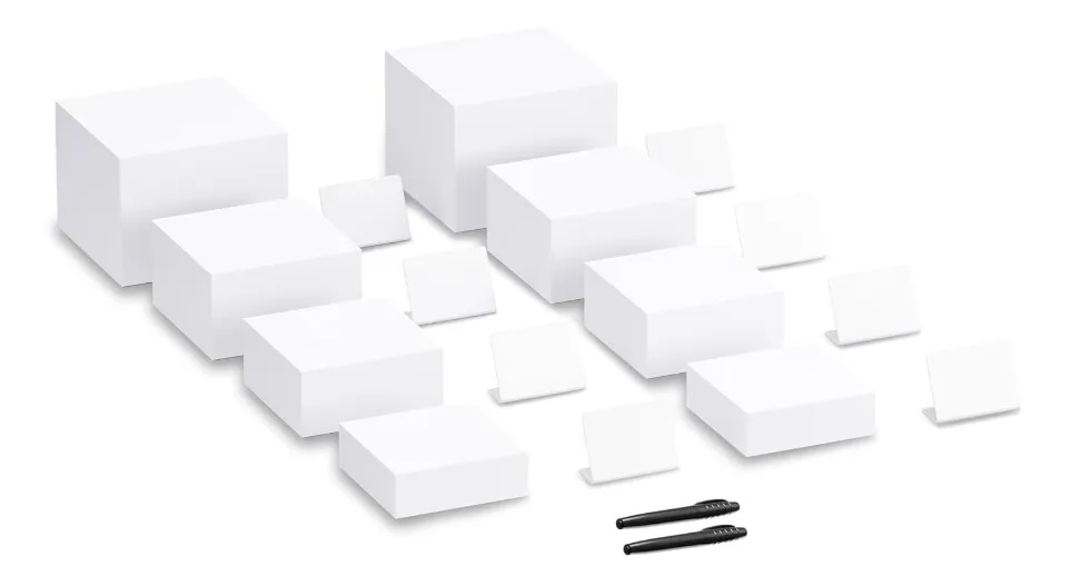 Neatsure 4PSC Buffet Risers, Food Risers for Buffet Table, Display Stand for Catering Dessert, White Acrylic Cube Boxes Nesting Risers with Hollow Hu