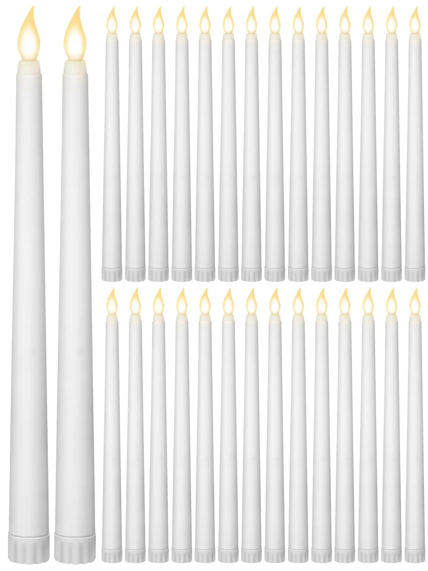 Flameless Taper Candles - 11" Flickering LED Lights, Battery Operated Warm White Faux Candles for Christmas, Halloween, Birthday, Wedding Party Decorations