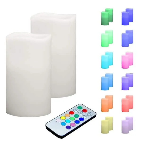 Glow Wick LED XL Colour Changing Wax Candles with Remote, 3-Pieces