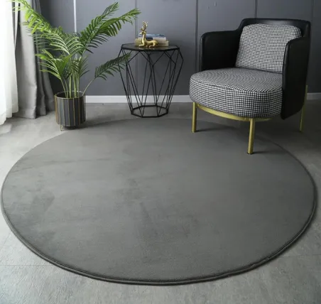 Round Rug Solid Thick Non Slip Carpet Soft Plush Fluffy Area Rug for Living Room Bedroom Kids Nursery Room Dark Grey 6 Feet