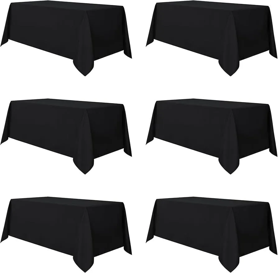 Polyester Tablecloths, Black 90 x 156 Inch Polyester Table Cloth for 8 Foot Rectangle Tables