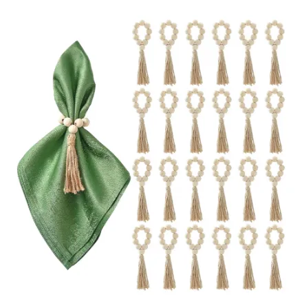 Supkiir Wood Bead Napkin Rings