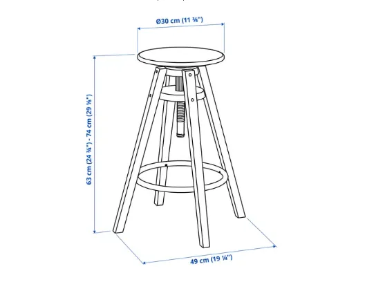 Measurements - Danfrel bar stool You can adjust the height as you like