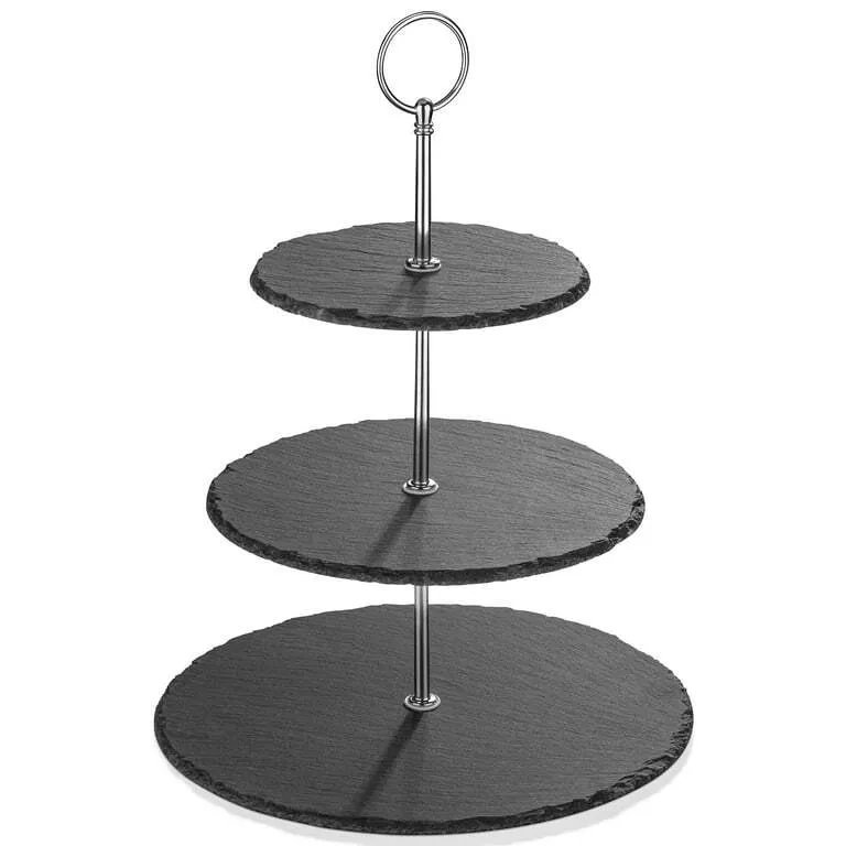 Stylish 3-tier serving stand made of slate