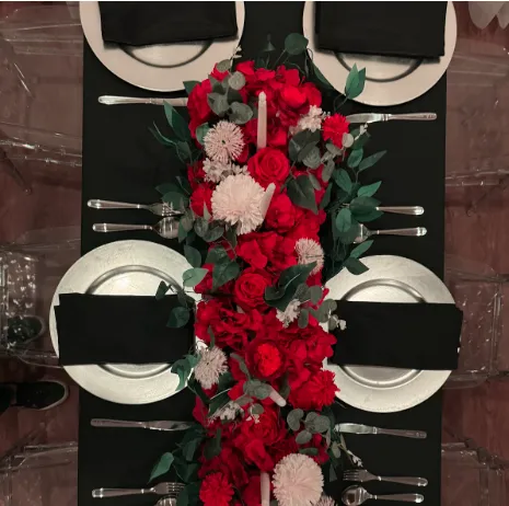 Red flowers arrangement  great of a center piece