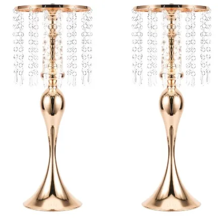 Bohemian Geometric Metal Vase Flower Stand with 16 Crystal Tassels