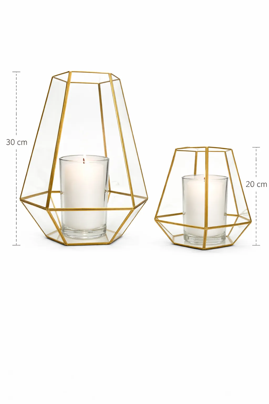 Windlicht Hexagon gold