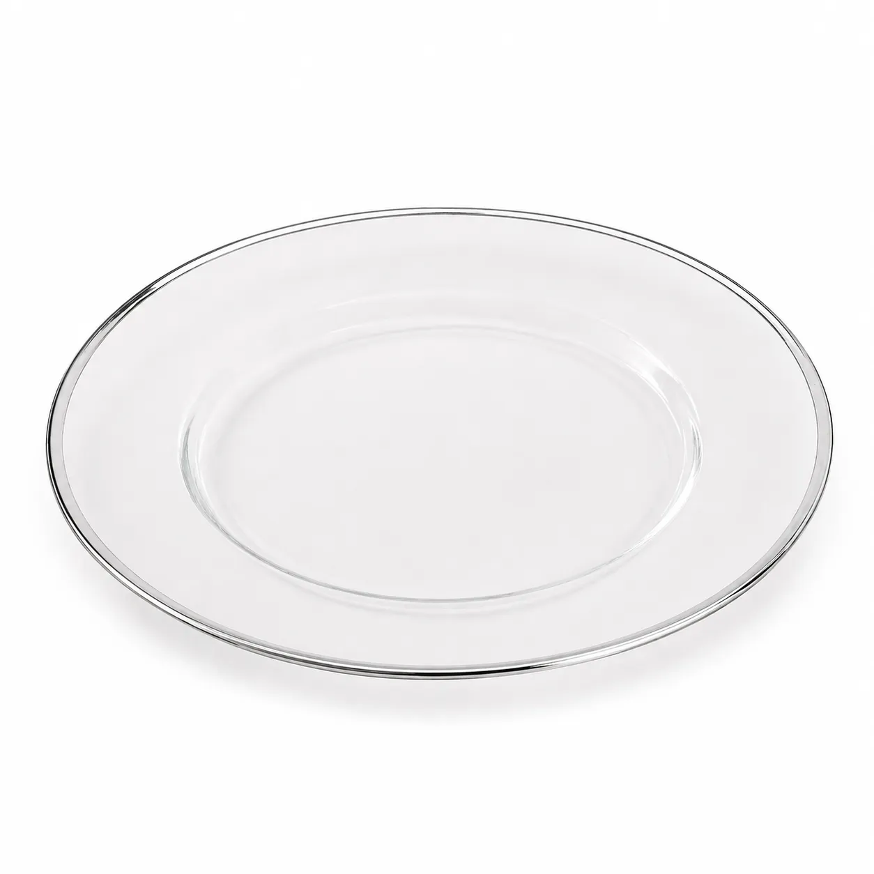 Platzteller Glas mit Silberrand