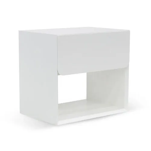 White Grain Oak Veneer Single Drawer Bedside Table - BST 9904