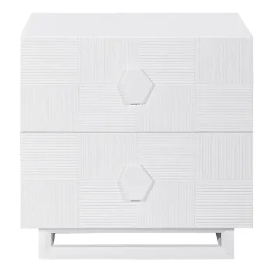 Large Alton White Bedside Table - BST 0052