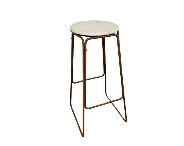STL 1055 - Counter Stool - Queens Rose Gold Steel Legs with White Marble Seat