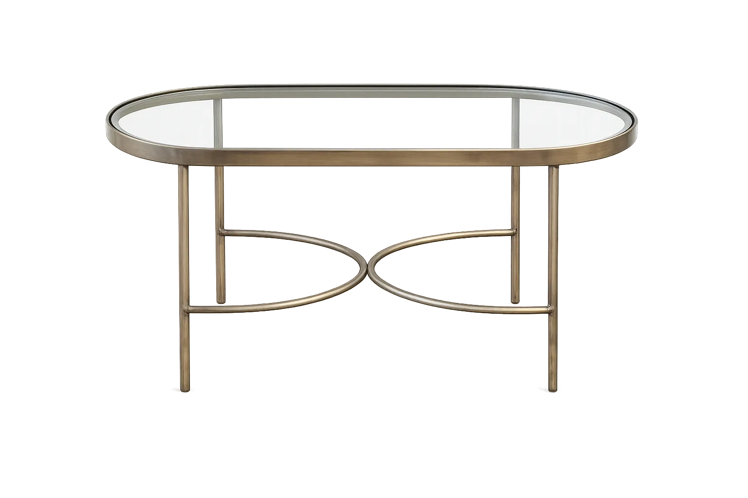 CT 3107 - Coffee Table - Oval Brass with Glass Inset