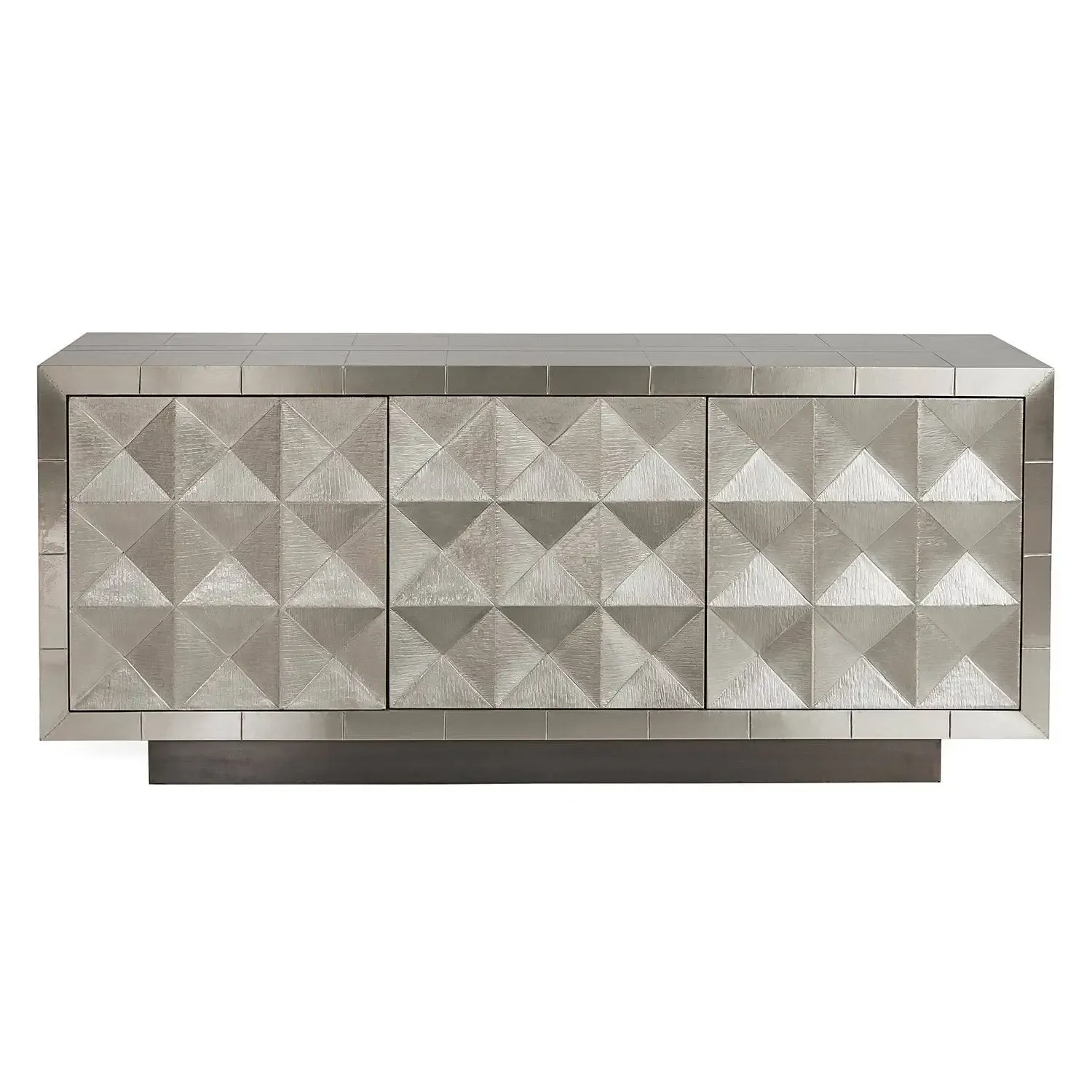 BF 4031 - Pewter Silver Buffet with Carved Diamond Geometric Doors - Luxe Range