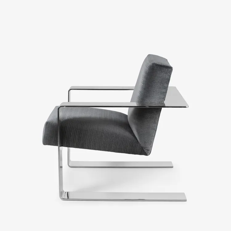 OC 6976 - Stainless Steel Wide Frame Occasional Chair with Aniseed Upholstery 