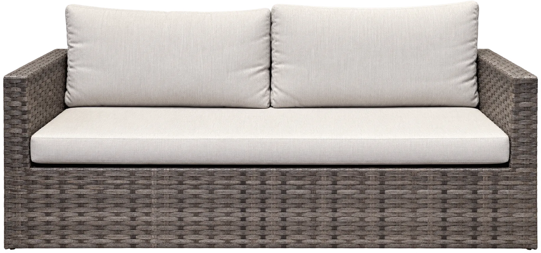 OD SF 6166 - Outdoor - Sofa - 3 Seater Brown Wicker with Beige Linen Cushions 