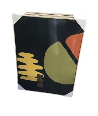 AW 3100 - "Atilier Collection" Green, Orange & Yellow Shapes on Small Navy Canvas