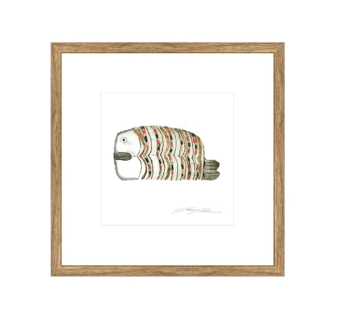 AW 0475 - Serigraph Fish in Natural Frame - Small Artwork
