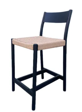 STL 0045 - Stool - Black with Rattan seat 