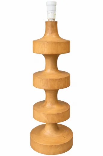 LP 9036 - Table Lamp - Natural Turned Timber Stem with Natural Linen Shade