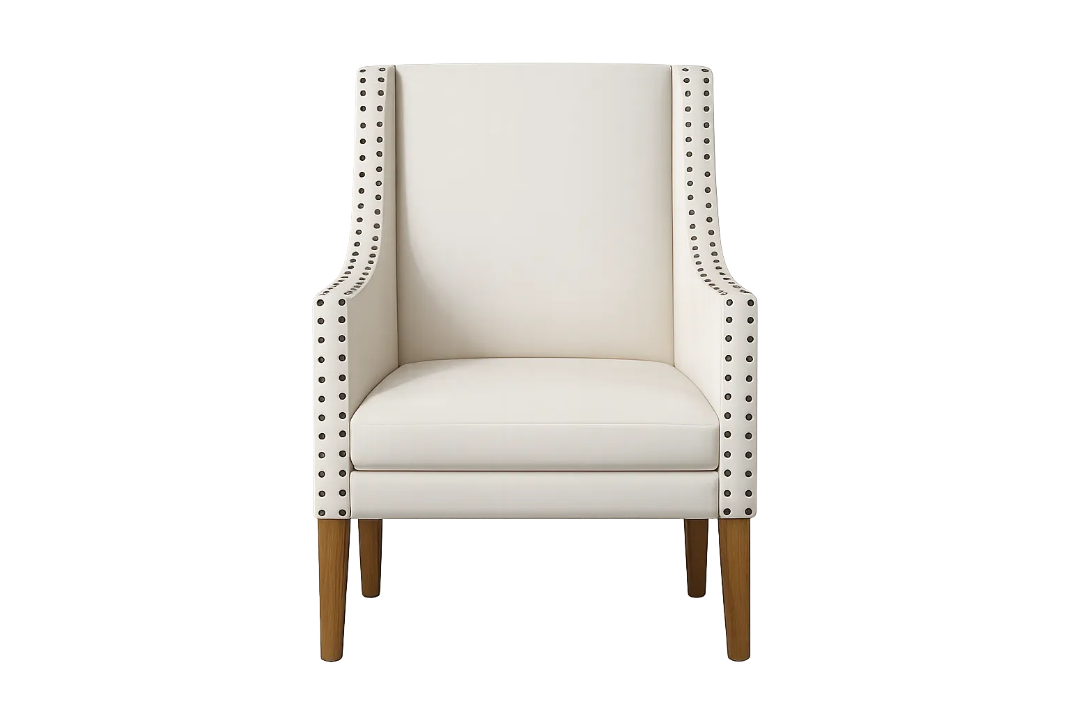 OC 8010 - Studded Natural Linen Occasional with Walnut Timber Legs