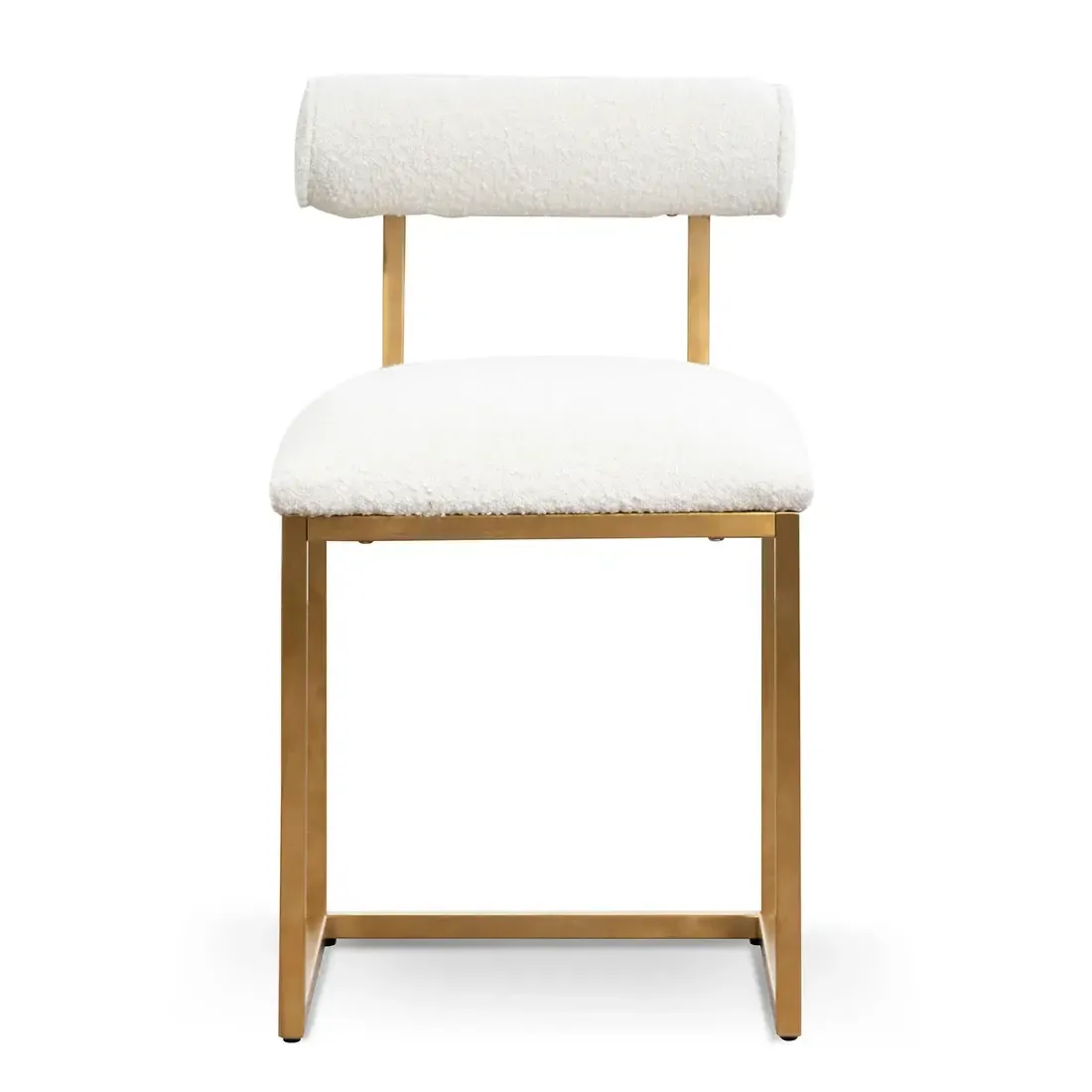 DC 0035 - Dining Chair - White Fabric Boucle with Gold Frame