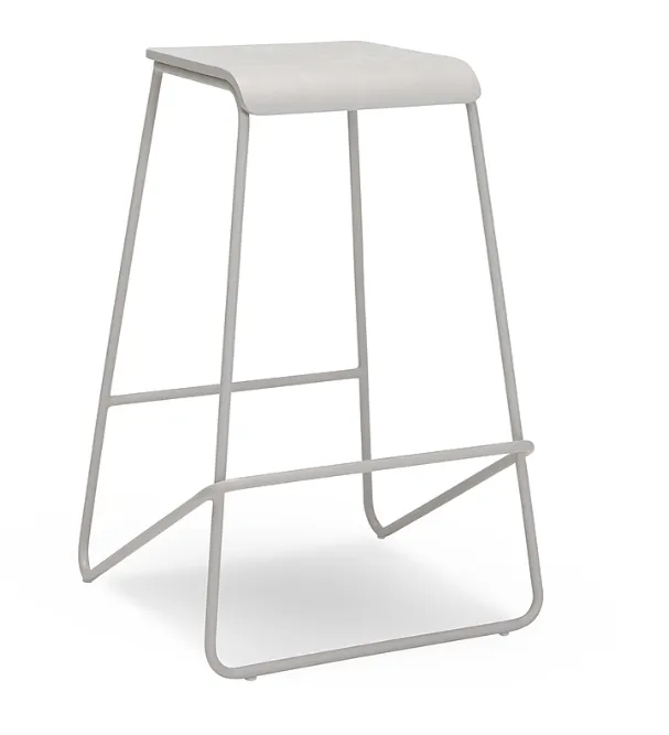 STL 0043 - Counter Stool - Light Grey Timber Seat with Metal Legs