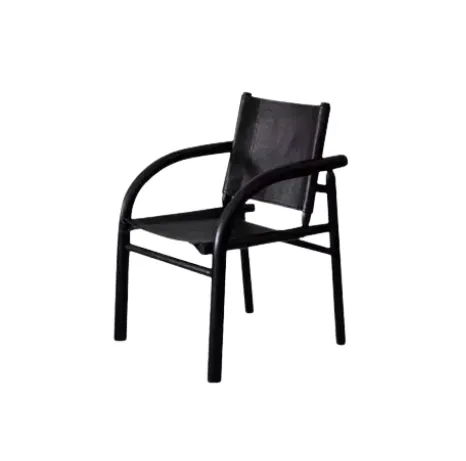 OC 6082 - Black Timber & Leather Accent/Office Chair