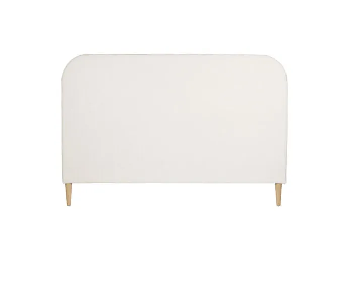 BH 0029 - Queen Bedhead - Ivory Fabric with Natural Wooden Legs