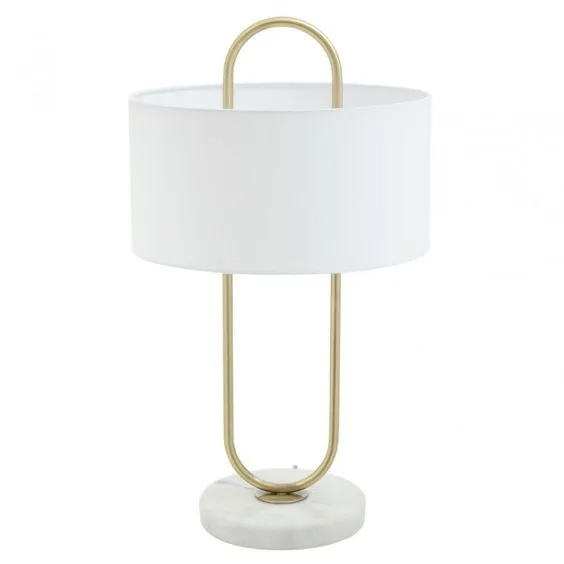 LP 0901 - Table Lamp - Bennesse White Marble & Gold with Floating White Shade