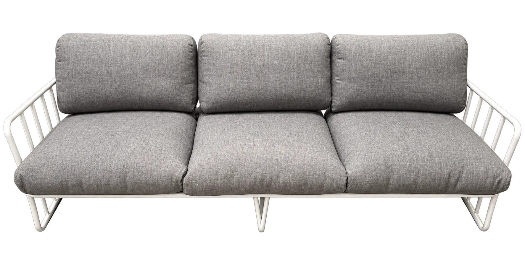 OD SF 0034 - Outdoor Sofa - 3-seater White Metal Frame with Charcoal Cushions 