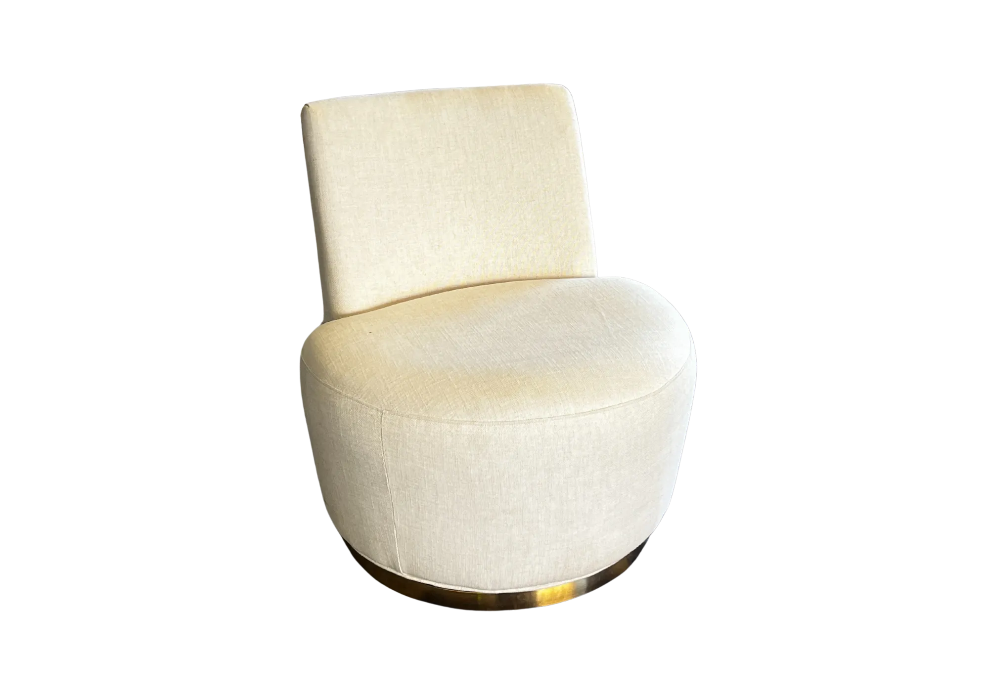 OC 7719 - Natural Linen Swivel Occasional Chair with Gold Base