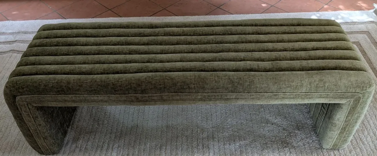 OTT 0014 - Ottoman - Green Tones Fabric Ribbed Bench