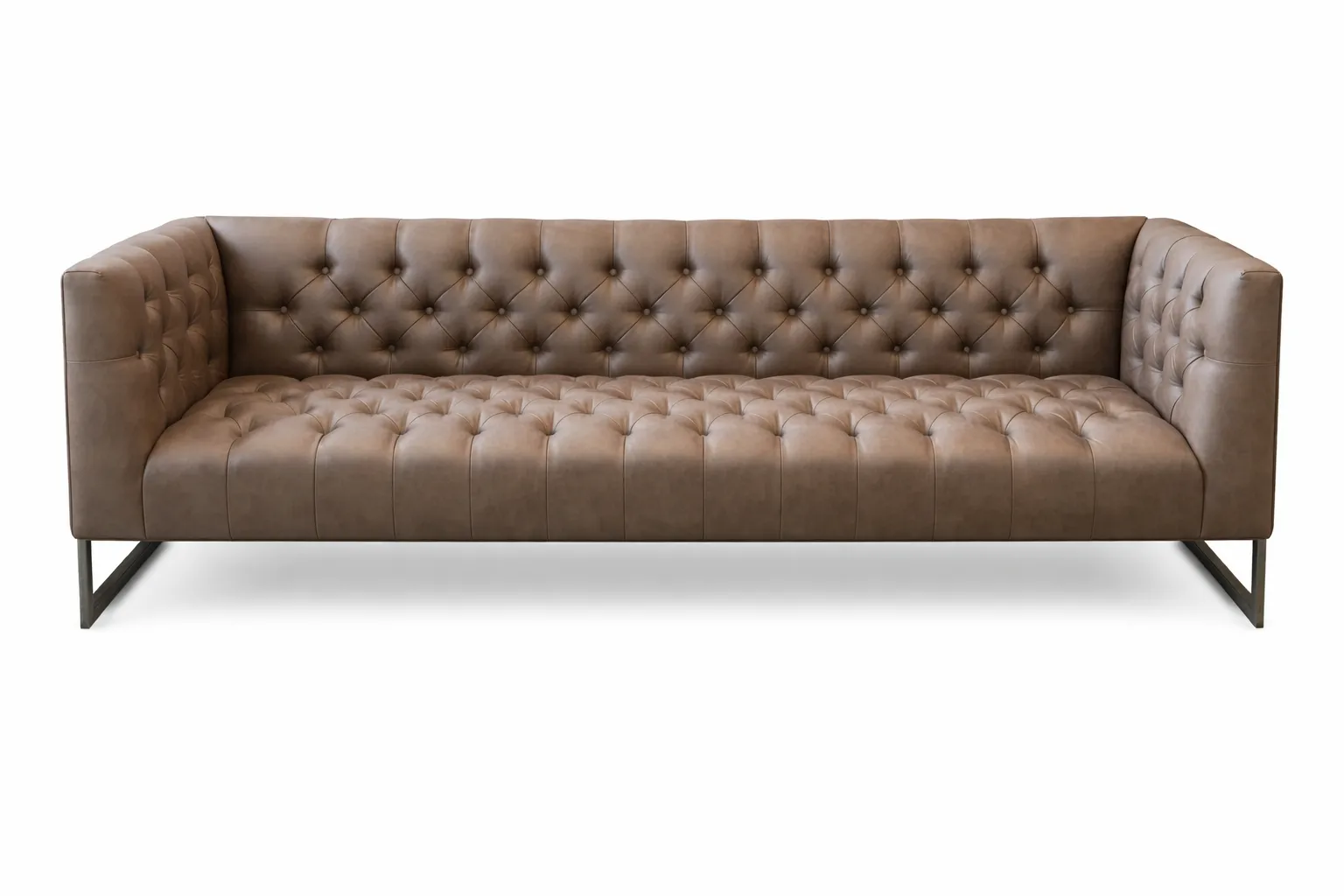 SF 8881 - Sofa - 3 Seater - Brown Leather with Button Back & Seat