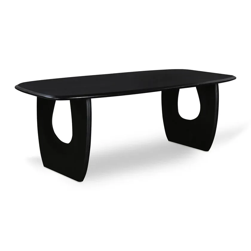 DT 0013 - Dining Table - Oval Solid Black Timber with Curve Accented Legs
