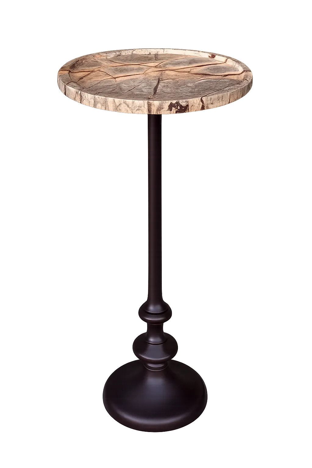 ST 0063 - Side Table - Petrified Wood Top with Dark bronze-finished base