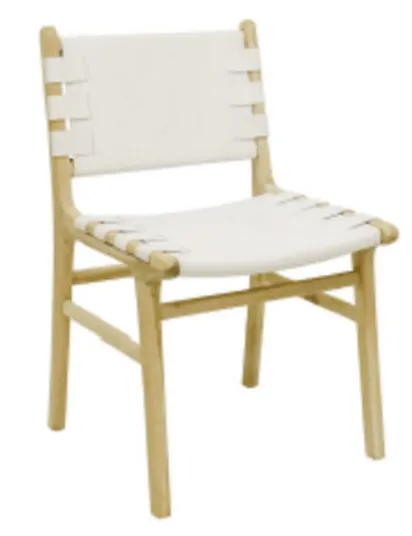 DC 9968 - Skata Dining Chair on Bleach Wood Frame & White Leather Features 