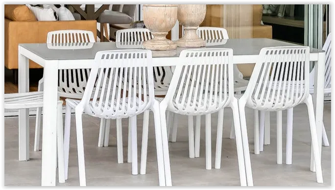 OD DT 7047 - Outdoor - Dining Table - White Aluminium Frame with Glass Top