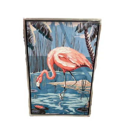 AW 4354 - Artwork - Medium - Flamingo Canvas Print on White Frame