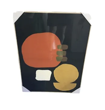AW 3102 - "Atilier Collection" Green, Orange & Yellow Shapes on Small Navy Canvas