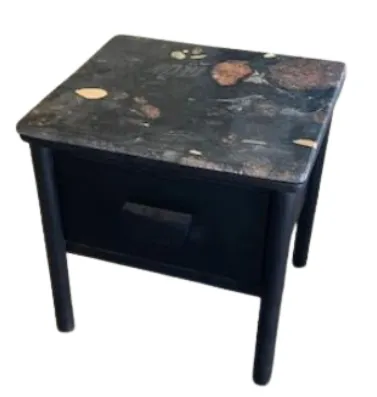 BST 0005 - Bedside Table - Single Drawer - Black Stone-Top