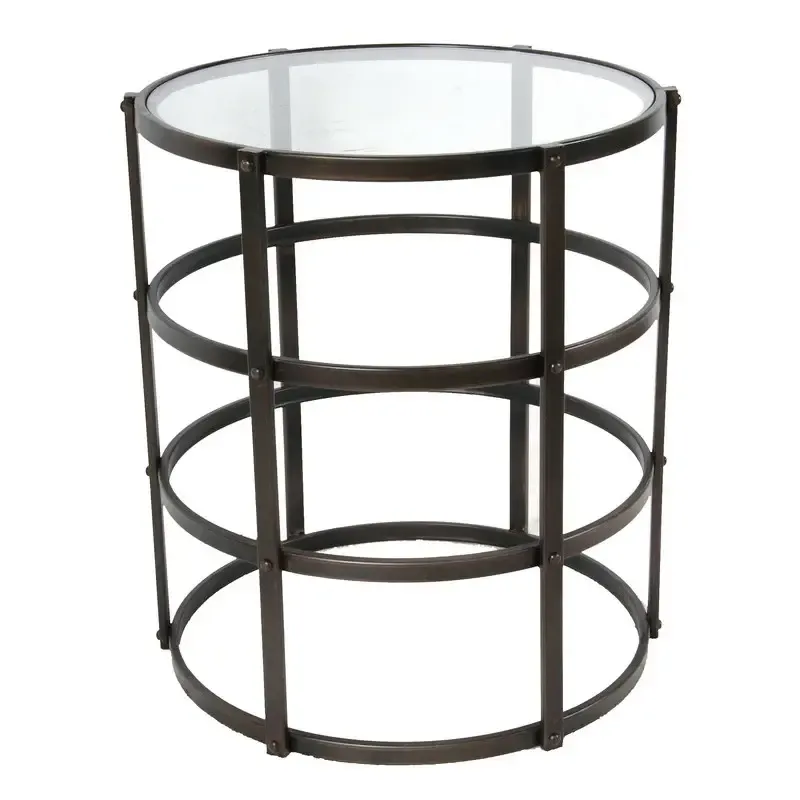 ST 0042 - Side Table - Athens Wrought Iron Round Glass Top