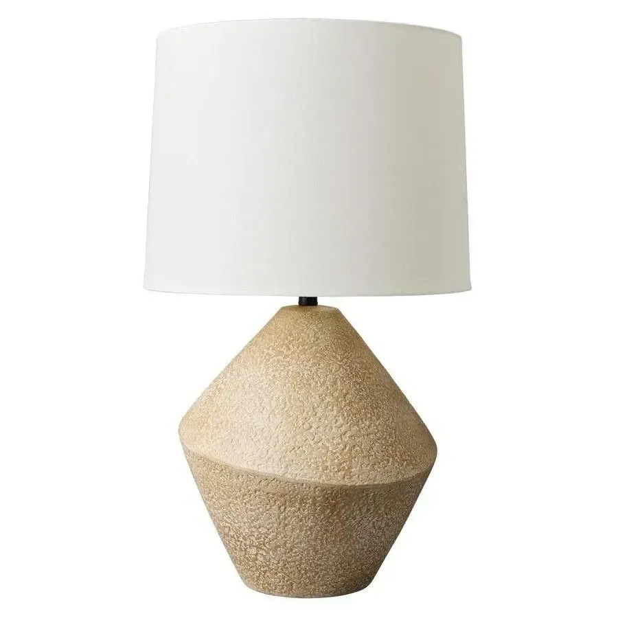LP 0083 - Table Lamp - Sand-textured Ceramic base & White Drum Shade
