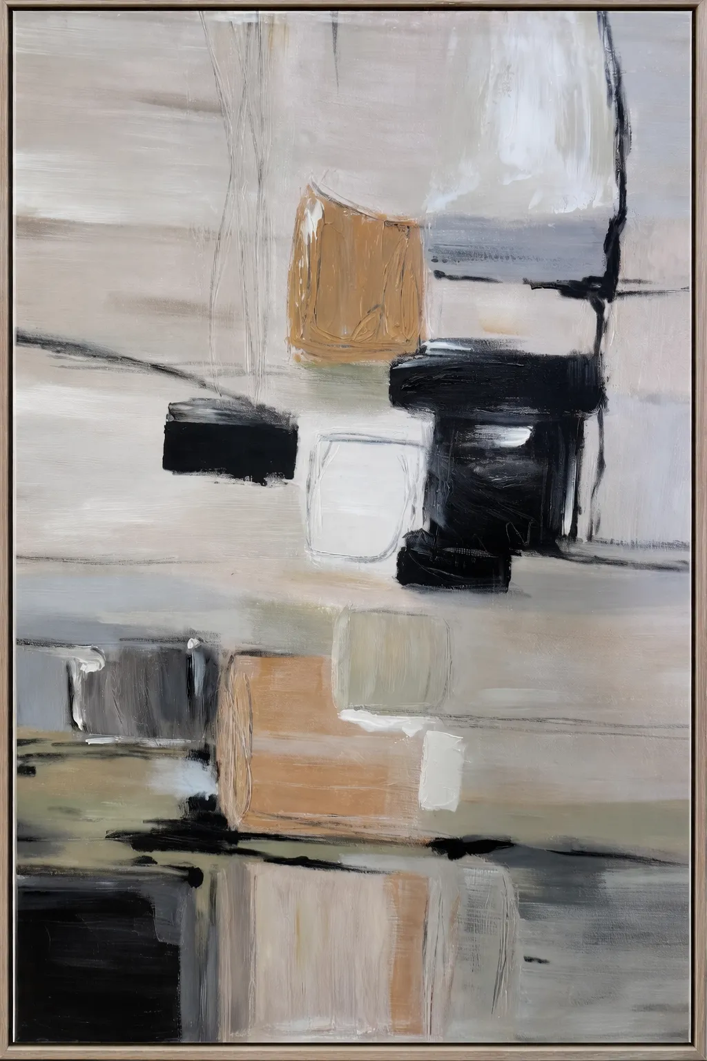 AW 0433 - Artwork - Large - Abstract Neutral Tone Brush Strokes