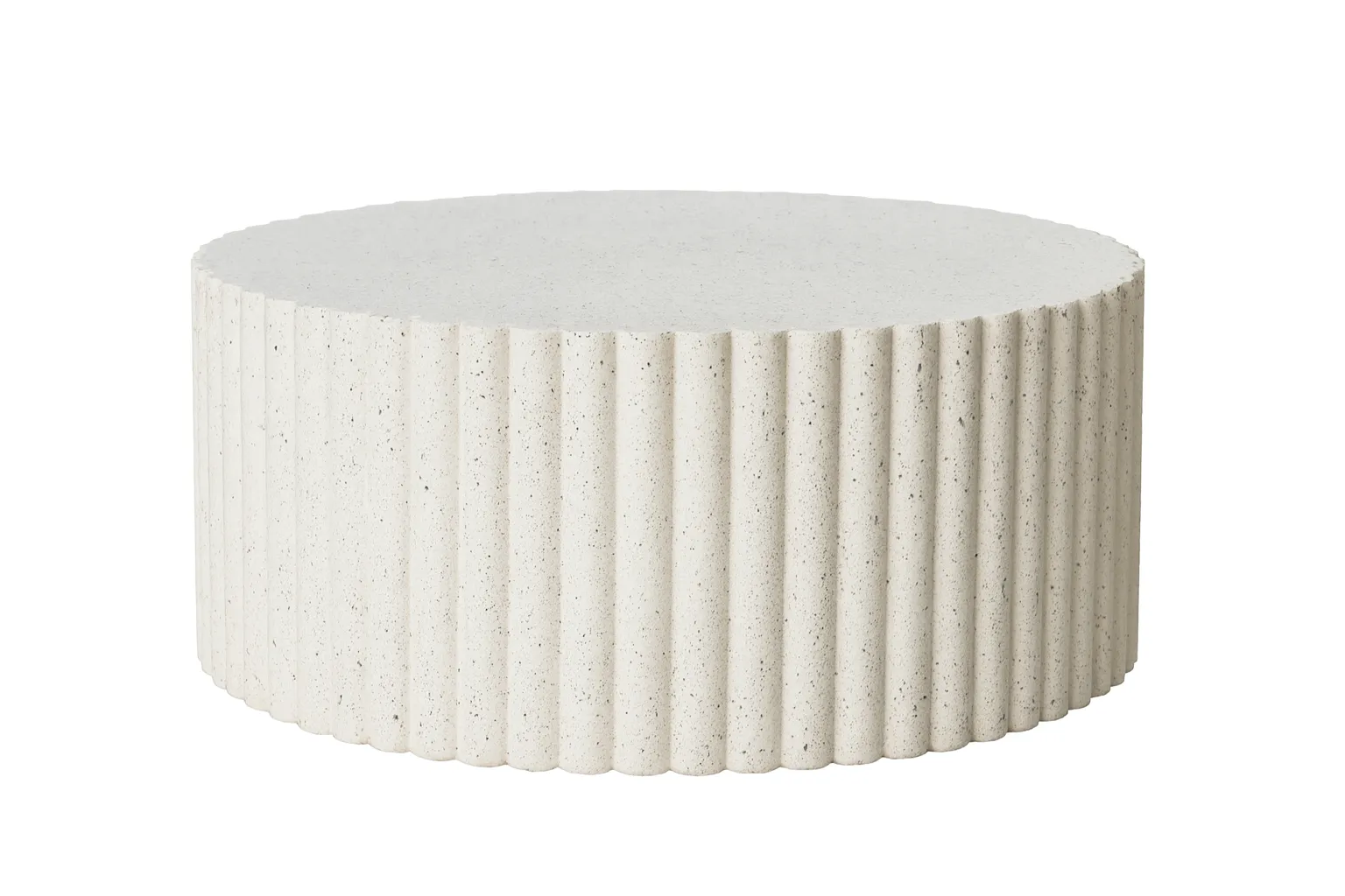 CT 0112 - Round White Fleck Ribbed Edge Coffee Table