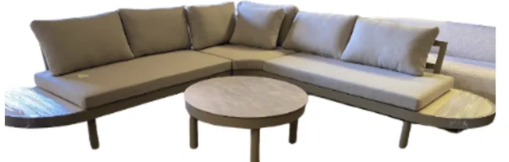OD SF 0021 - Outdoor Sofa - 3-piece Modular - Curved with Grey Fabric
