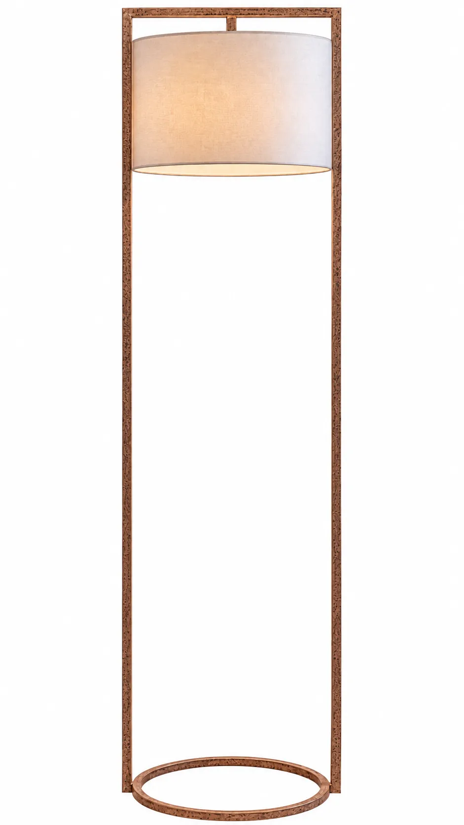 FL 7752 - Floor Lamp - Rusty Frame with White Linen Shade