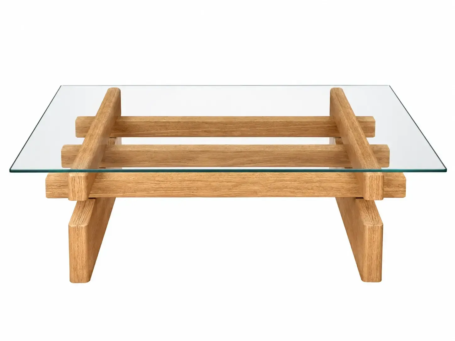 CT 0133 - Coffee Table -  Rhys Rectangle Natural Timber Glass Top