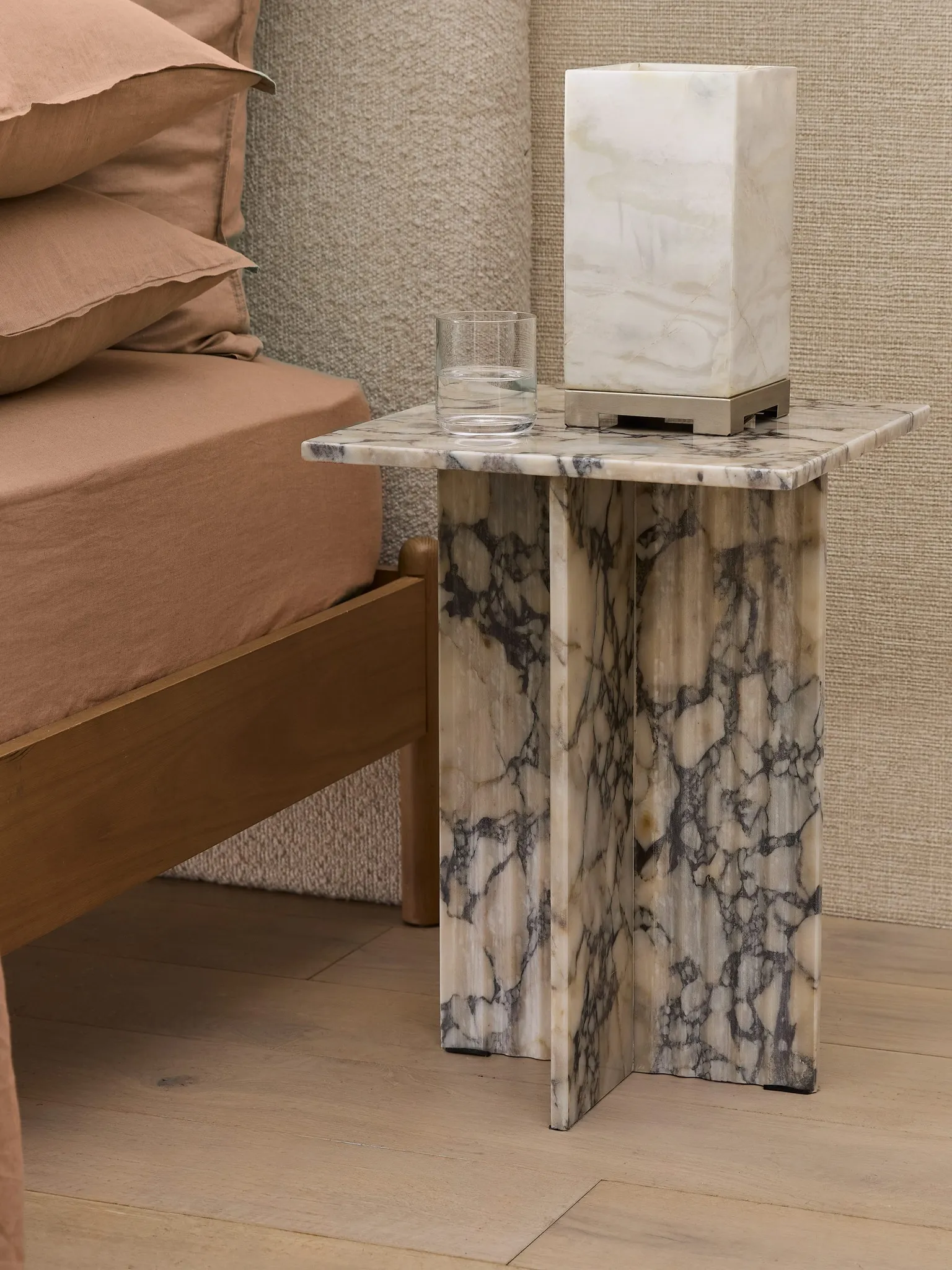 ST 0055 - Side Table - Athena Viola Marble Fluted Side Table